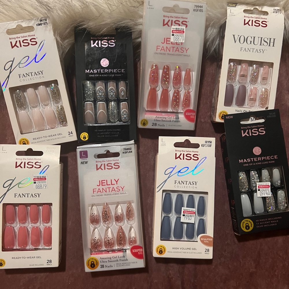 Lot of 8 Brand New Press-on/Fake Nails Sets (Long length)